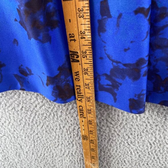 Vince Camuto Dress Womens 14 Blue Green Floral Scuba Fit & Flare Pleated Keyhole - Picture 9 of 10